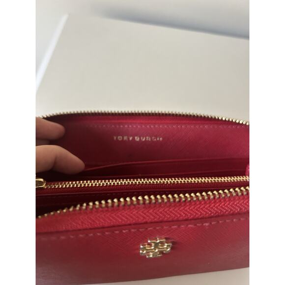 Auth Tory Burch York Long Leather Wallet in Red with Gold - Picture 8 of 9